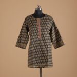 Black Printed Cotton Short Kurtha