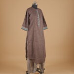 Brown Printed Straight Pants Suit Kurtha (2Pcs) - Image 2