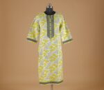 Yellow Printed Cotton Kurtha