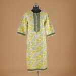 Yellow Printed Cotton Kurtha