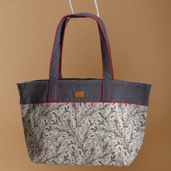 Grey Foral Big Handbag - Image 1