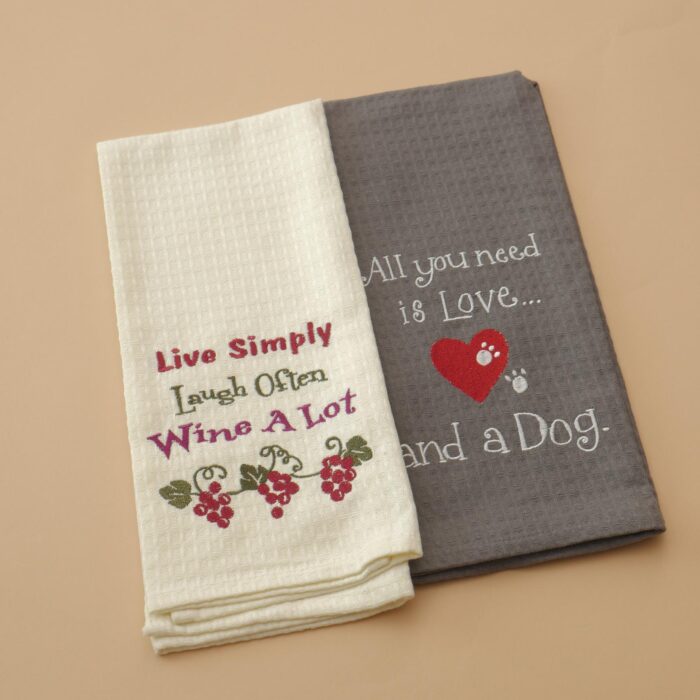 Embroidered Kitchen Towel Set of 2 - Image 1