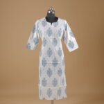 White Printed Cotton Kurtha