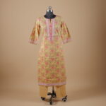 Mustard Printed Straight Pants Suit Kurtha (2Pcs)
