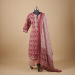 Maroon Printed Straight Pants Suit Kurtha (3Pcs)