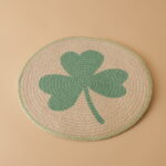 Light Brown with Green Round Jute Mat