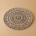 Brown with Black Round Jute Mat