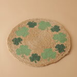 Light Brown with Green Round Jute Mat