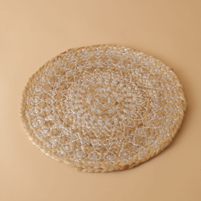 Light Brown Round Jute Mat - Image 1
