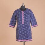 Blue Printed Cotton Short Kurtha