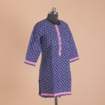 Blue Printed Cotton Short Kurtha - Image 2
