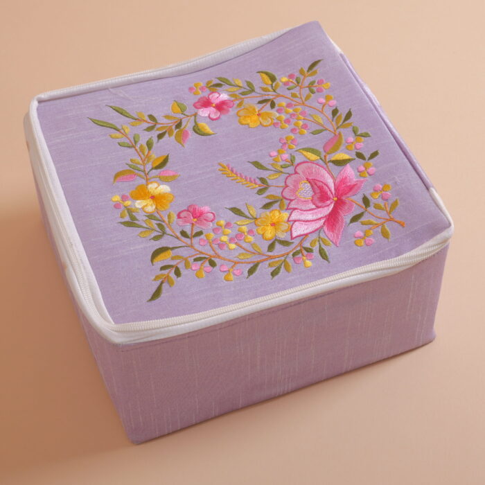Lavander Embroidered Cloth Box - Image 2