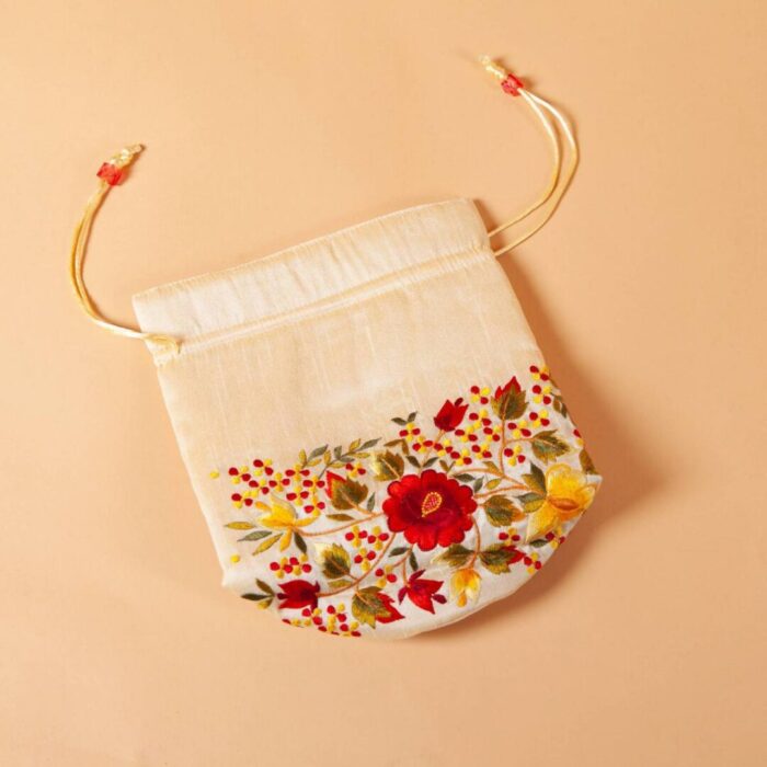Embroidered Silk Potli Bag - Image 1